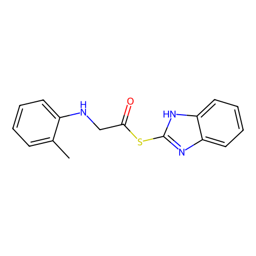 Ethanethioic acid, ((2-methylphenyl)amino)-, S-1H-benzimidazol-2-yl ester structure