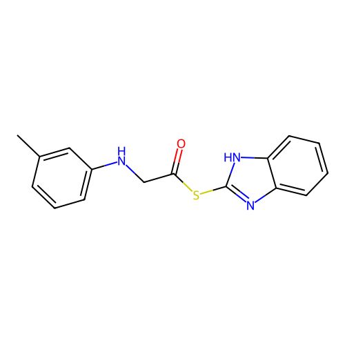Ethanethioic acid, ((3-methylphenyl)amino)-, S-1H-benzimidazol-2-yl ester structure
