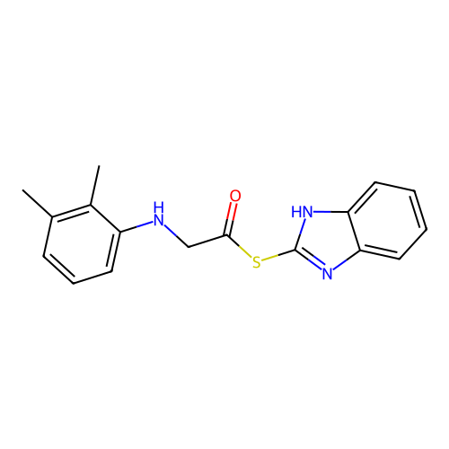 Ethanethioic acid, ((2,3-dimethylphenyl)amino)-, S-1H-benzimidazol-2-yl ester structure