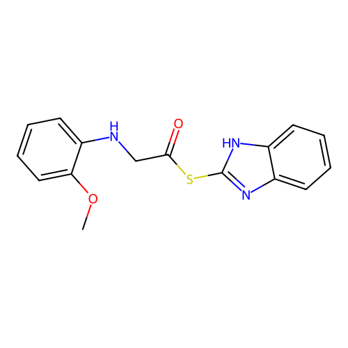 Ethanethioic acid, ((2-methoxyphenyl)amino)-, S-1H-benzimidazol-2-yl ester structure