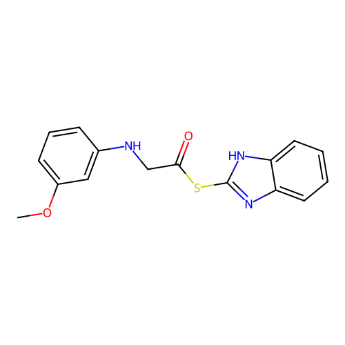 Ethanethioic acid, ((3-methoxyphenyl)amino)-, S-1H-benzimidazol-2-yl ester structure