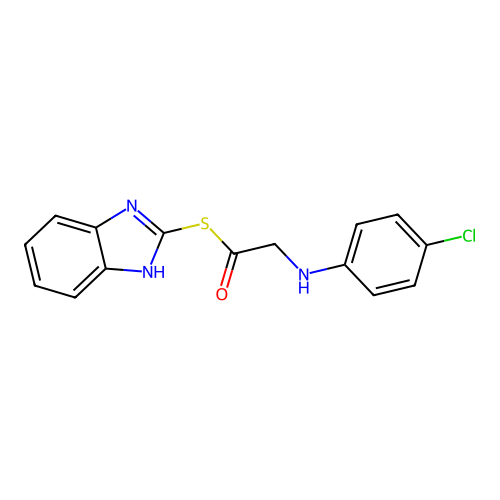 Ethanethioic acid, ((4-chlorophenyl)amino)-, S-1H-benzimidazol-2-yl ester structure