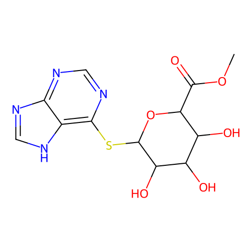 Methyl 3,4,5-trihydroxy-6-(7H-purin-6-ylsulfanyl)oxane-2-carboxylate structure