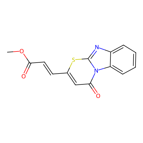 Methyl 3-(4-oxo-[1,3]thiazino[3,2-a]benzimidazol-2-yl)prop-2-enoate structure