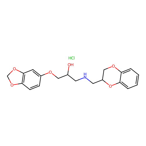 5-(3-((1,4-Benzodioxan-2-ylmethyl)amino)-2-hydroxypropoxy)-1,3-benzodioxole hydrochloride structure