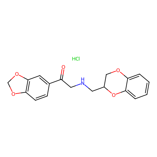 5-(2-((1,4-Benzodioxan-2-ylmethyl)amino)acetyl)-1,3-benzodioxole hydrochloride structure
