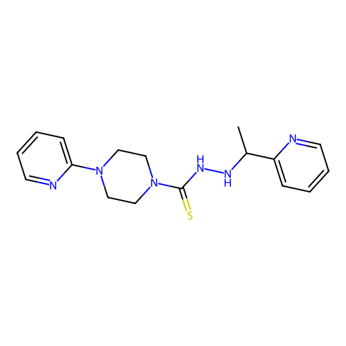 4-pyridin-2-yl-N'-(1-pyridin-2-ylethyl)piperazine-1-carbothiohydrazide structure