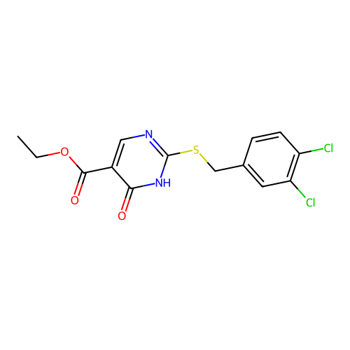Ethyl 2-[3,4-dichlorobenzylthio]-4-hydroxy-5-pyrimidinecarboxylate structure