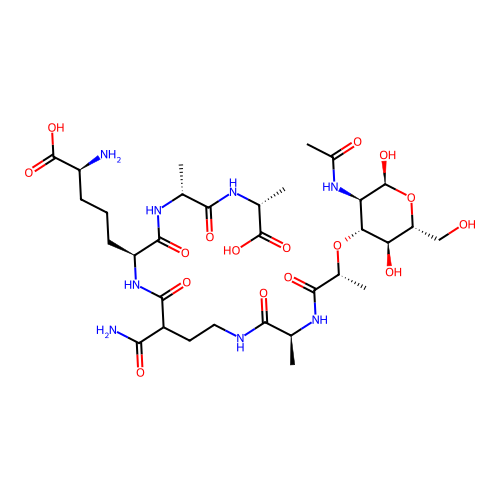 AcMu-Ala-iso-Gln-meso-2,2'-diaminopimelic acid-Ala-Ala structure