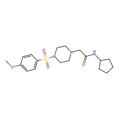 N-cyclopentyl-2-[4-(4-methoxyphenyl)sulfonylpiperazin-1-yl]acetamide structure