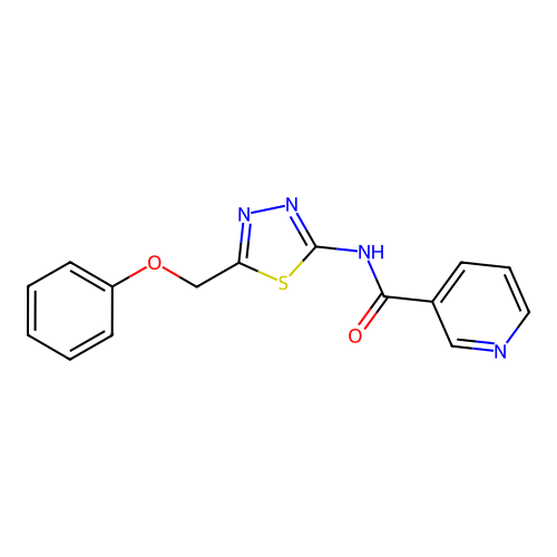 N-[5-(phenoxymethyl)-1,3,4-thiadiazol-2-yl]pyridine-3-carboxamide structure
