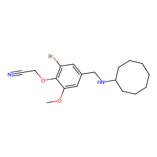 {2-Bromo-4-[(cyclooctylamino)methyl]-6-methoxyphenoxy}acetonitrile structure