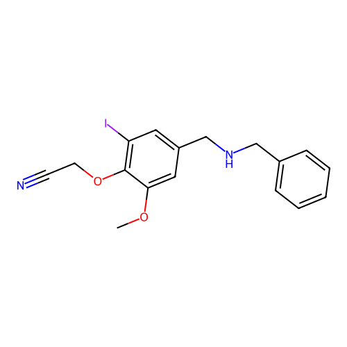 {4-[(Benzylamino)methyl]-2-iodo-6-methoxyphenoxy}acetonitrile structure