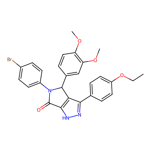 5-(4-bromophenyl)-4-(3,4-dimethoxyphenyl)-3-(4-ethoxyphenyl)-4,5-dihydropyrrolo[3,4-c]pyrazol-6(1H)-one structure