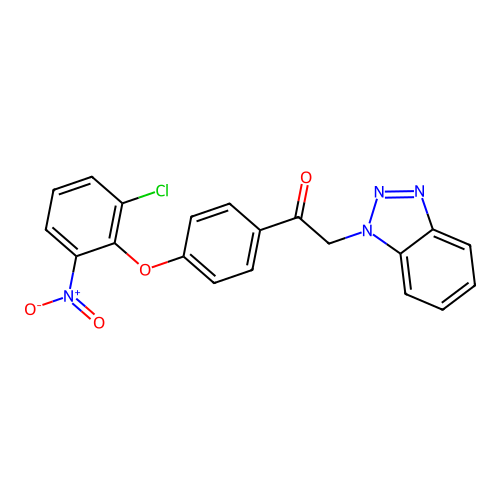 2-(1H-benzotriazol-1-yl)-1-[4-(2-chloro-6-nitrophenoxy)phenyl]ethanone structure