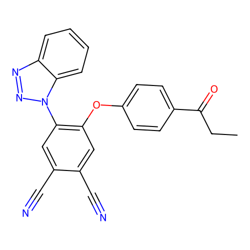 4-(1H-benzotriazol-1-yl)-5-(4-propanoylphenoxy)benzene-1,2-dicarbonitrile structure