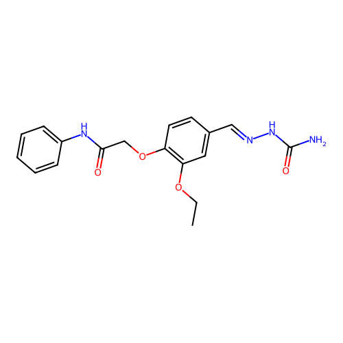 (2E)-2-{3-ethoxy-4-[2-oxo-2-(phenylamino)ethoxy]benzylidene}hydrazinecarboxamide structure