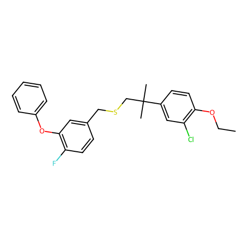 Benzene, 4-(((2-(3-chloro-4-ethoxyphenyl)-2-methylpropyl)thio)methyl)-1-fluoro-2-phenoxy- structure