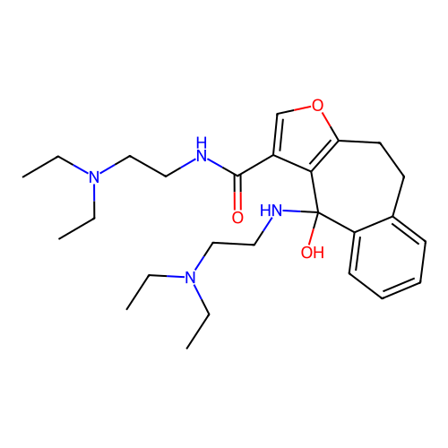 4H-Benzo(4,5)cyclohepta(1,2-b)furan-3-carboxamide, N-(2-(diethylamino)ethyl)-4-((2-(diethylamino)ethyl)amino)-9,10-dihydro-4-hydroxy- structure