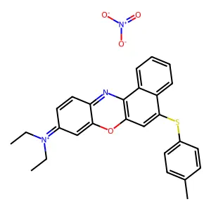 Ethanaminium, N-ethyl-N-(5-((4-methylphenyl)thio)-9H-benzo(a)phenoxazin-9-ylidene)-, nitrate structure