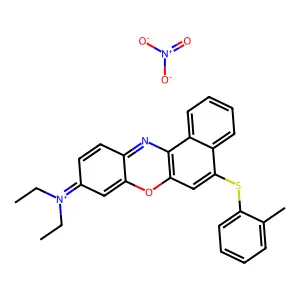 Ethanaminium, N-ethyl-N-(5-((2-methylphenyl)thio)-9H-benzo(a)phenoxazin-9-ylidene)-, nitrate structure