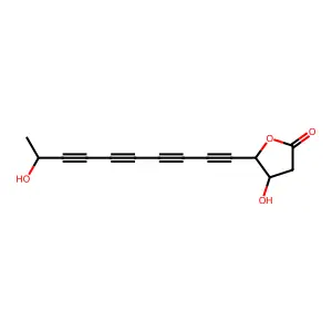 3,4,13-Trihydroxy-tetradeca-5,7,9,11-tetraynoic acid-gamma-lactone structure