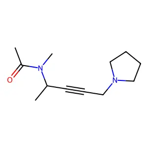 N-methyl-N-(1-methyl-4-pyrrolidino-2-butynyl)acetamide structure