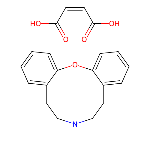 6,7,8,9-Tetrahydro-7-methyl-5H-dibenz(b,i)(1,6)oxazecinium hydrogen maleate structure