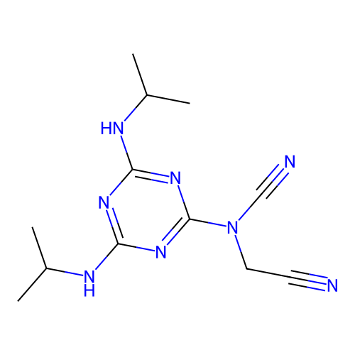 [4,6-Bis(propan-2-ylamino)-1,3,5-triazin-2-yl](cyanomethyl)cyanamide structure