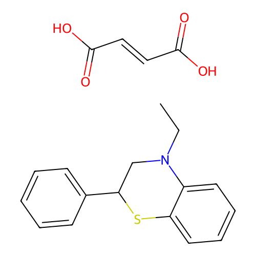 2H-1,4-Benzothiazine, 3,4-dihydro-4-ethyl-2-phenyl-, hydroxybutanedioate (1:1) structure