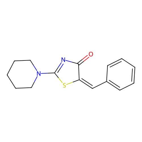(E)-5-benzylidene-2-(piperidin-1-yl)thiazol-4(5H)-one structure