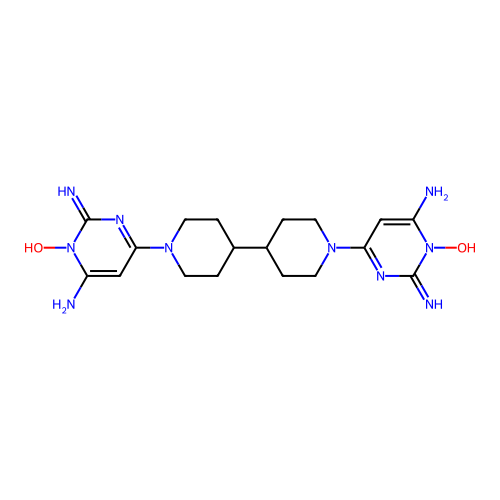 4,4'-((4,4'-Bipiperidine)-1,1'-diyl)bis(6-amino-2-iminopyrimidin-1(2H)-ol) structure