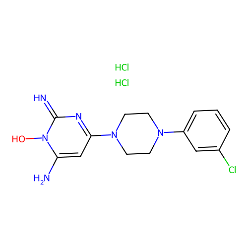2,4-Pyrimidinediamine, 6-(4-(3-chlorophenyl)-1-piperazinyl)-, 3-oxide, dihydrochloride, hydrate structure
