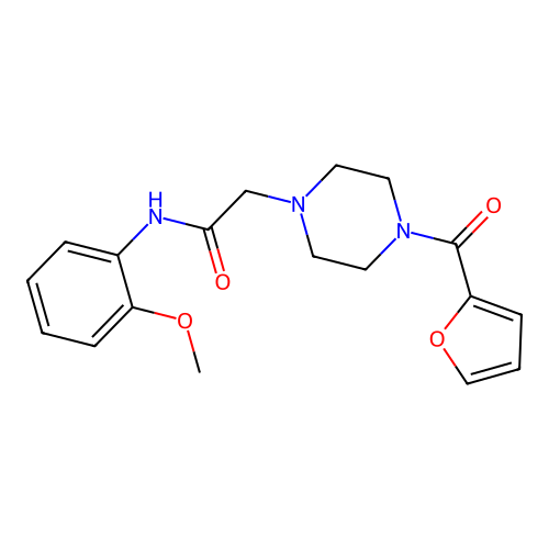 2-[4-(furan-2-carbonyl)piperazin-1-yl]-N-(2-methoxyphenyl)acetamide structure