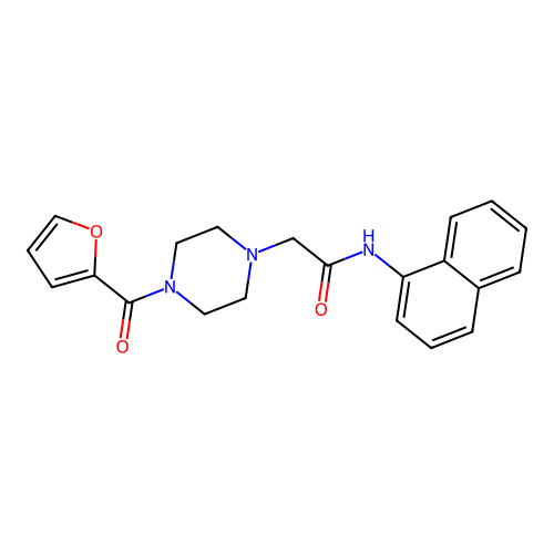 2-[4-(furan-2-carbonyl)piperazin-1-yl]-N-naphthalen-1-ylacetamide structure