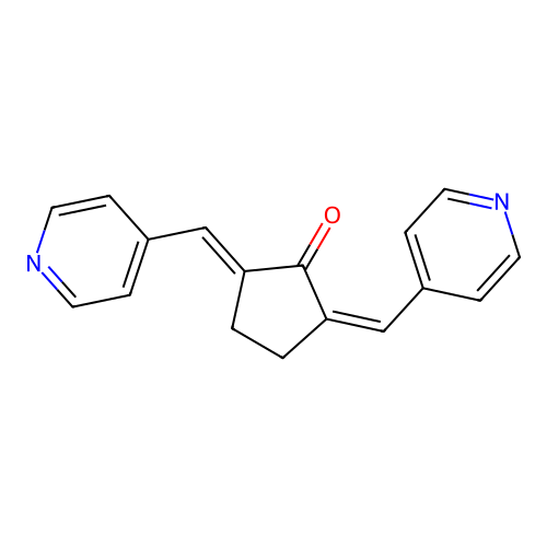 Cyclopentanone, 2,5-bis(4-pyridinylmethylene)-, (2E,5E)- structure