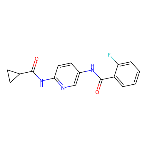 N-[6-(cyclopropanecarbonylamino)pyridin-3-yl]-2-fluorobenzamide structure