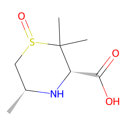 (3S,5R)-2,2,5-Trimethylthiomorpholine-3-carboxylic acid 1-oxide structure