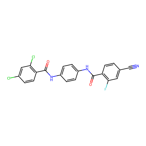 4-cyano-N-[4-[(2,4-dichlorobenzoyl)amino]phenyl]-2-fluorobenzamide structure