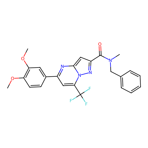 N-benzyl-5-(3,4-dimethoxyphenyl)-N-methyl-7-(trifluoromethyl)pyrazolo[1,5-a]pyrimidine-2-carboxamide structure