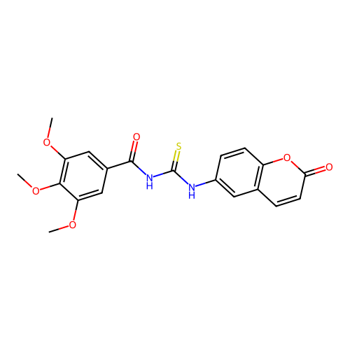 3,4,5-trimethoxy-N-[(2-oxochromen-6-yl)carbamothioyl]benzamide structure