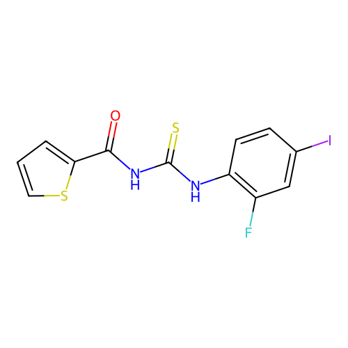N-[(2-fluoro-4-iodophenyl)carbamothioyl]thiophene-2-carboxamide structure