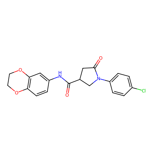 1-(4-chlorophenyl)-N-(2,3-dihydro-1,4-benzodioxin-6-yl)-5-oxopyrrolidine-3-carboxamide structure