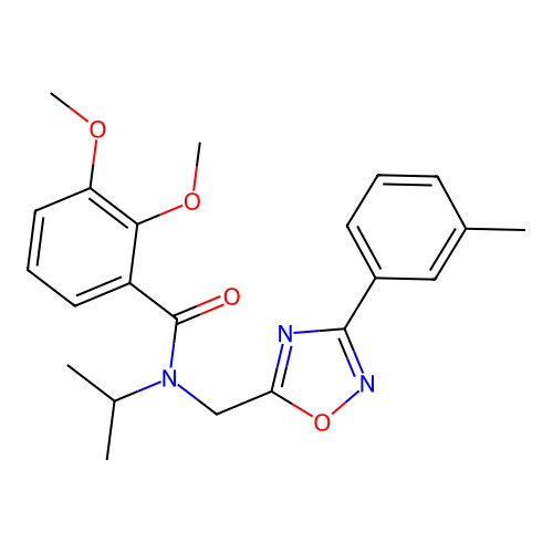 2,3-dimethoxy-N-[[3-(3-methylphenyl)-1,2,4-oxadiazol-5-yl]methyl]-N-propan-2-ylbenzamide structure