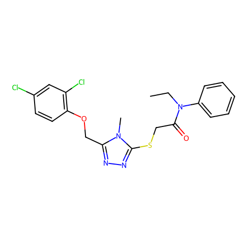 2-({5-[(2,4-dichlorophenoxy)methyl]-4-methyl-4H-1,2,4-triazol-3-yl}sulfanyl)-N-ethyl-N-phenylacetamide structure