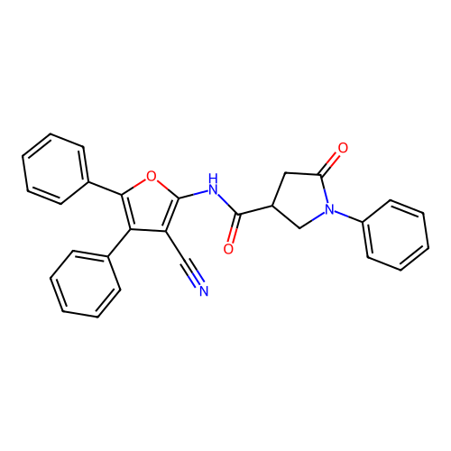 N-(3-cyano-4,5-diphenylfuran-2-yl)-5-oxo-1-phenylpyrrolidine-3-carboxamide structure