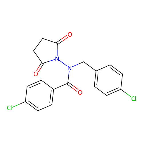 4-chloro-N-[(4-chlorophenyl)methyl]-N-(2,5-dioxopyrrolidin-1-yl)benzamide structure
