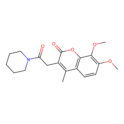 7,8-Dimethoxy-4-methyl-3-(2-oxo-2-piperidin-1-ylethyl)chromen-2-one structure