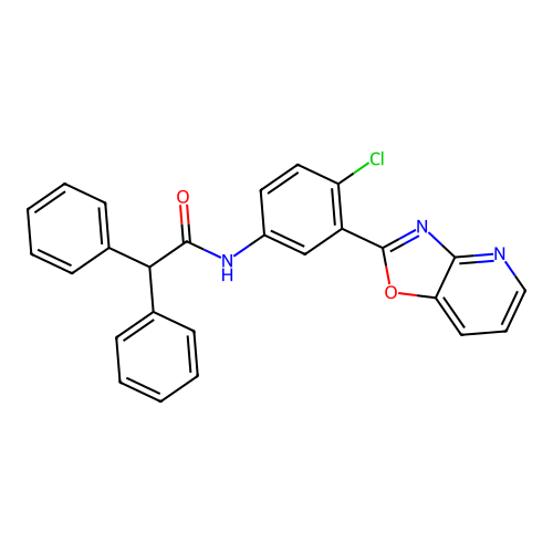 N-[4-chloro-3-([1,3]oxazolo[4,5-b]pyridin-2-yl)phenyl]-2,2-diphenylacetamide structure
