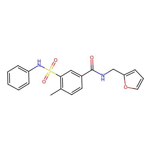 N-(furan-2-ylmethyl)-4-methyl-3-(phenylsulfamoyl)benzamide structure